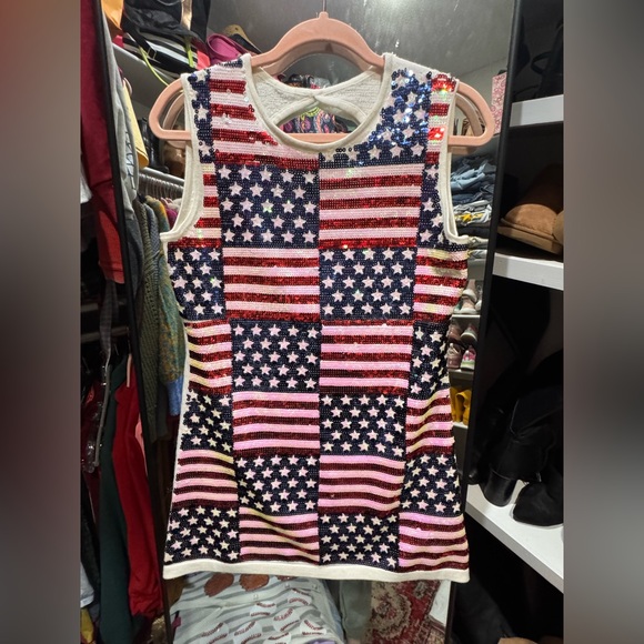 QUEEN OF SPARKLES Dresses & Skirts - QUEEN OF SPARKLES Patriotic Sequin Mini Dress